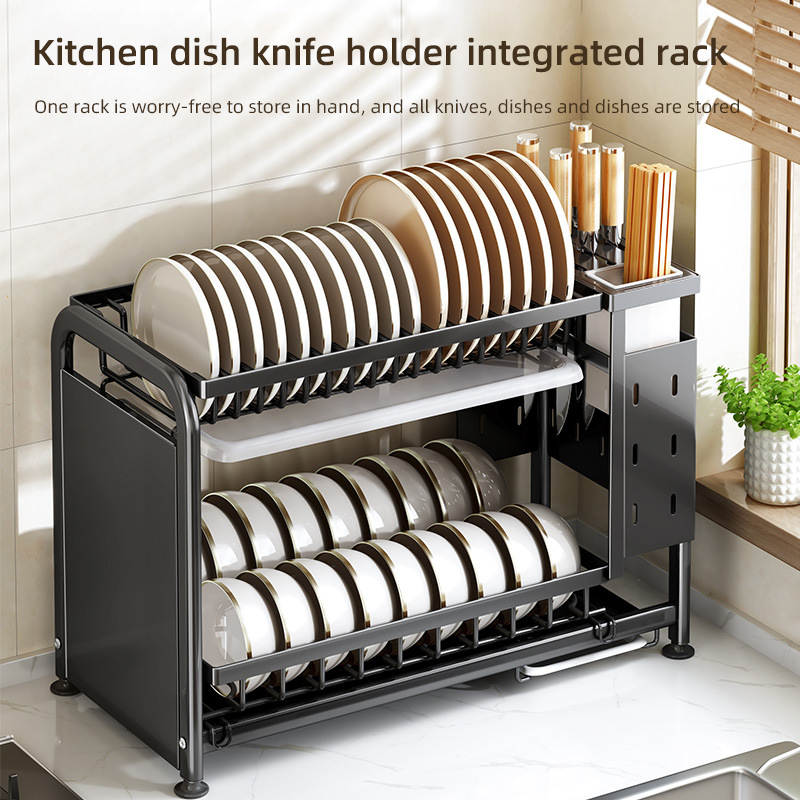 Kitchen Gadgets Rack Storage - 2단 식기 건조대 다용도 수납 정리함,
