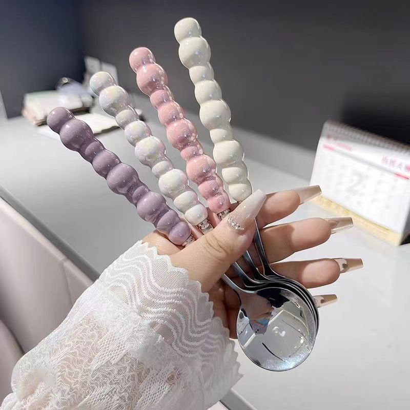 Kitchen Gadgets That Make Life Easier - 진주 손잡이 숟가락 스테인리스 스틸 교반