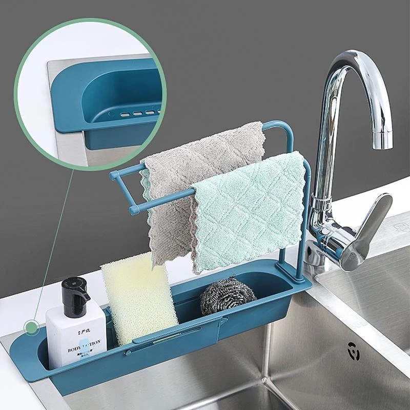 Kitchen Gadgets Rack Storage - 텔레스코픽 싱크대 선반 주방 식기 건조대
