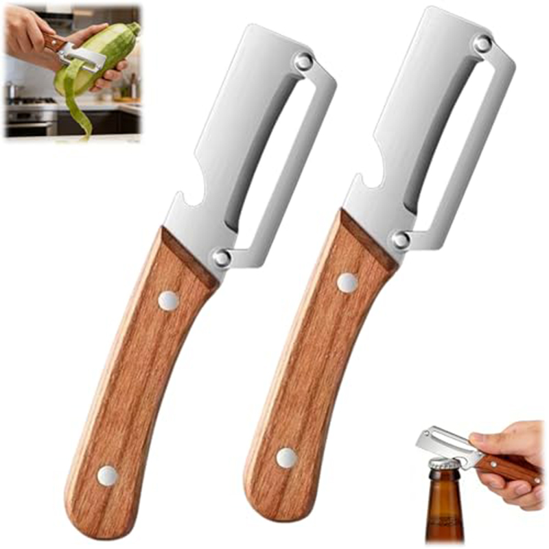 Kitchen Gadgets In - 스테인리스 스틸 주방 필러, 나무 손잡이가