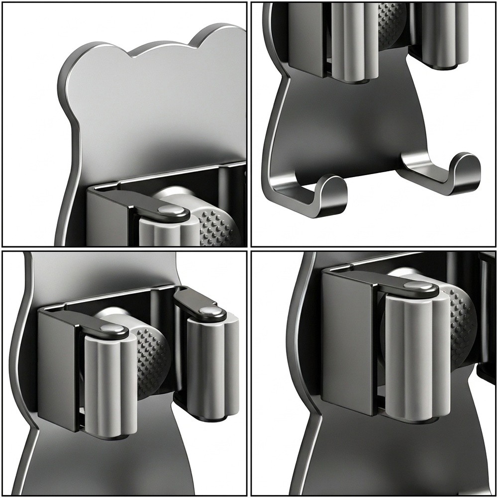 Kitchen Gadgets Rack Storage - 자동 클램핑 걸레 홀더 이중 후크