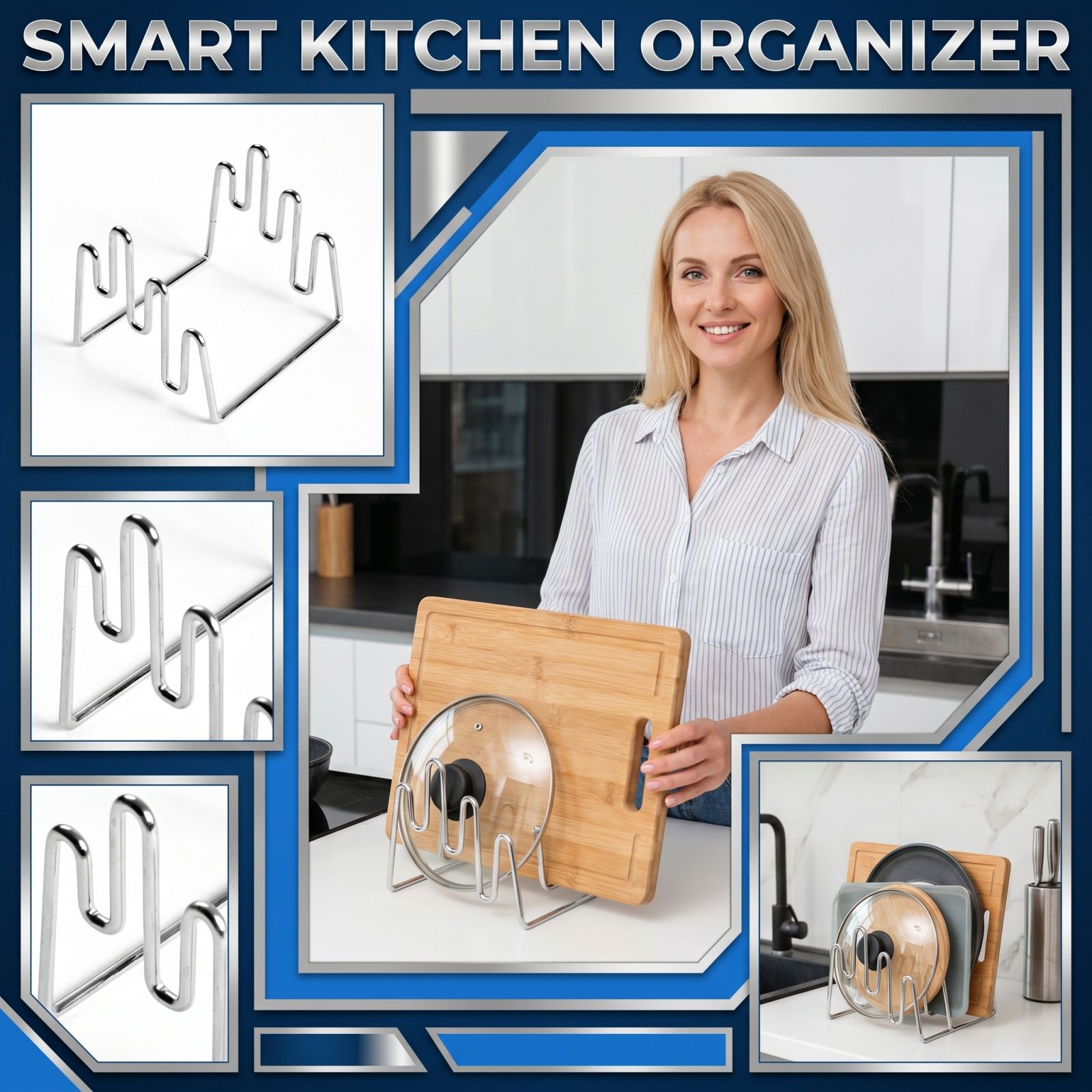 Kitchen Gadgets Rack Storage - 도마 홀더 주방 수납 정리대 냄비