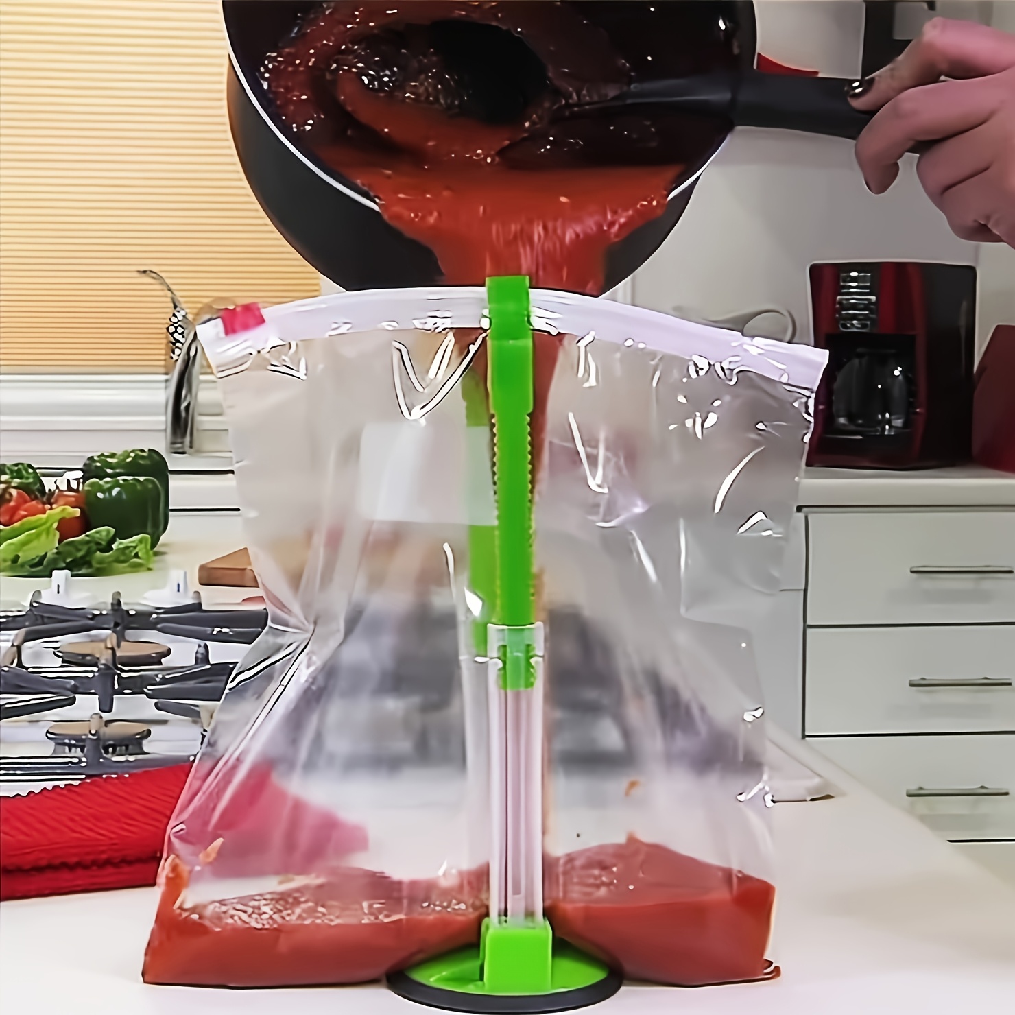 지퍼백 홀더 플라스틱 조절 가능 미끄럼 방지 핸즈프리  - Kitchen Gadgets Rack Storage 리뷰 및 가격