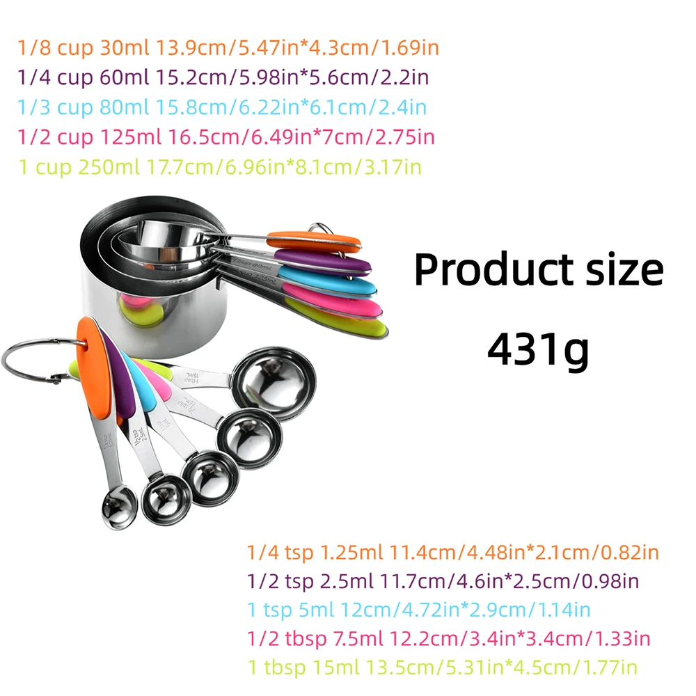 5/10Pcs 스테인레스 스틸 측정 컵과 숟가락 세트  - Kitchen Gadgets That Make Life Easier 리뷰 및 가격