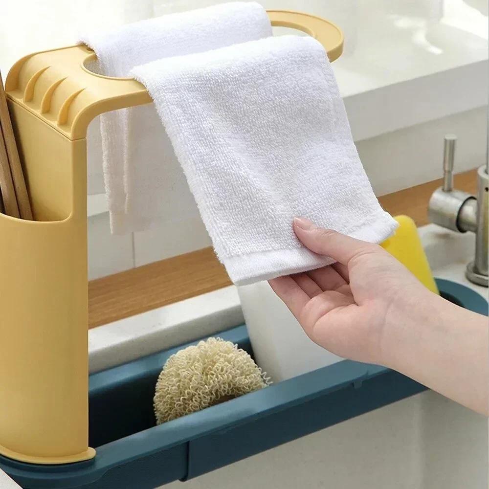 텔레스코픽 싱크대 수납 랙 다기능 주방 정리대 스펀지  - Kitchen Gadgets Rack Storage 리뷰 및 가격