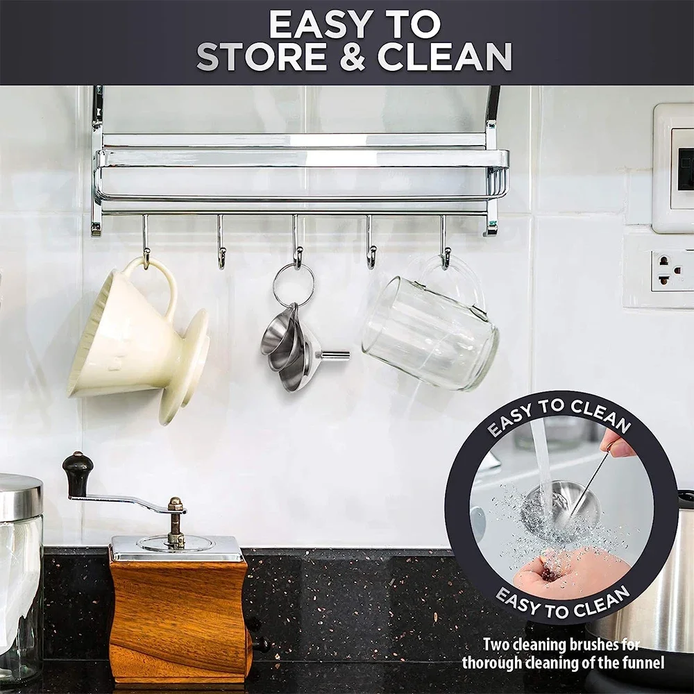 3Pcs 스테인레스 스틸 주방 깔때기 병 채우기 세트  - Kitchen Gadgets New 리뷰 및 가격