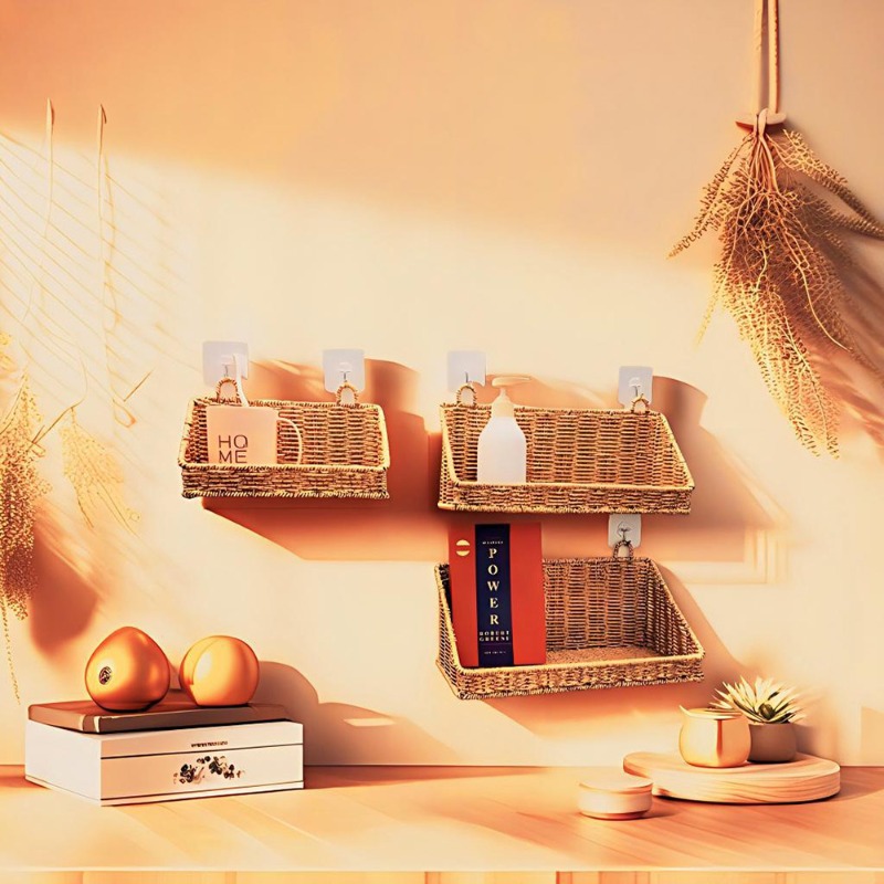 짠 라탄 걸이형 수납 바구니, 벽걸이형 햄퍼, 주방 가 - Kitchen Gadgets Rack Storage 리뷰 및 가격