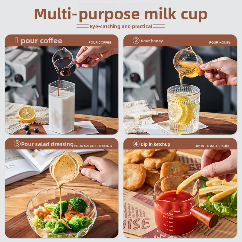 내열 유리 계량컵 나무 손잡이 미니 피처 에스프레소 커 - Kitchen Gadgets In 리뷰 및 가격