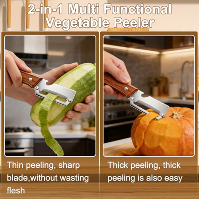 스테인리스 스틸 주방 필러, 나무 손잡이가 있는 야채  - Kitchen Gadgets In 리뷰 및 가격