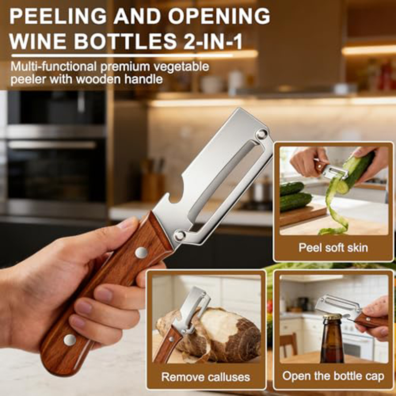 스테인리스 스틸 주방 필러, 나무 손잡이가 있는 야채  - Kitchen Gadgets In 리뷰 및 가격