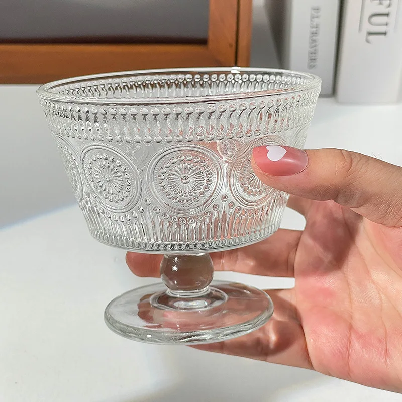 빈티지 레리프 플라워 유리컵 홈 아이스크림 디저트 볼  - Kitchen Gadgets Vintage 리뷰 및 가격