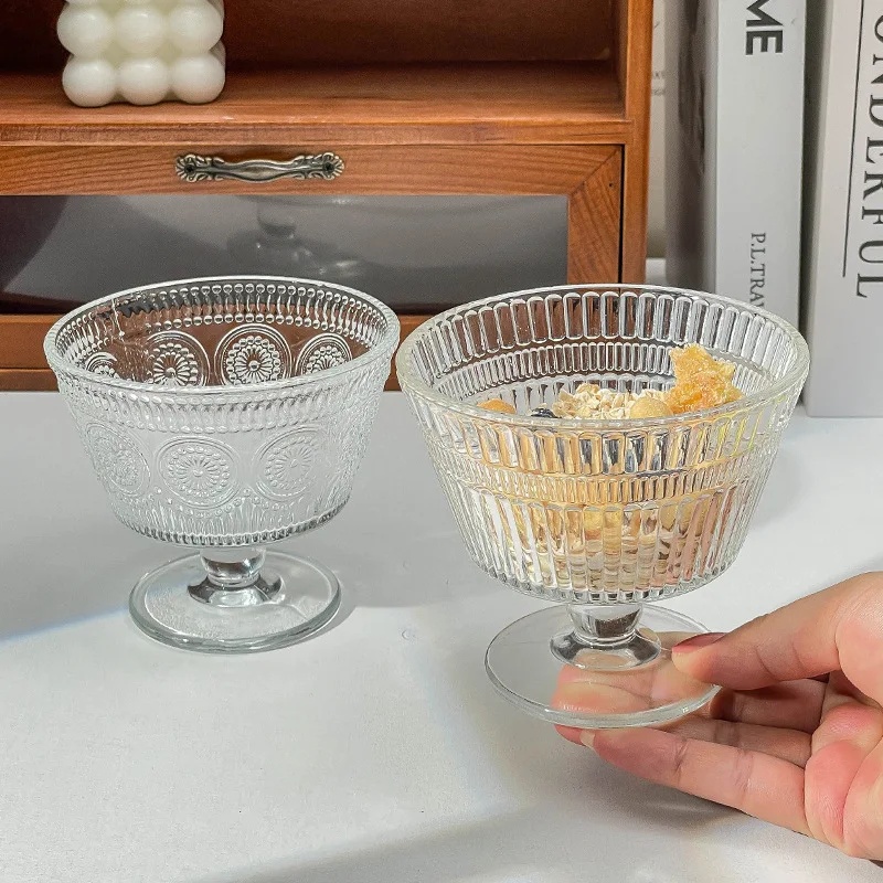 빈티지 레리프 플라워 유리컵 홈 아이스크림 디저트 볼  - Kitchen Gadgets Vintage 리뷰 및 가격